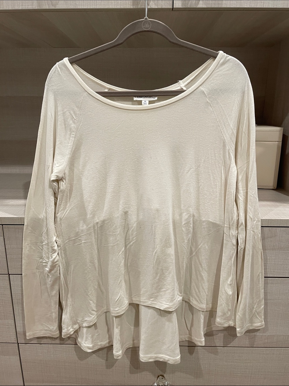 Cloud Chaser Light Cream Layered Long-Sleeve Top